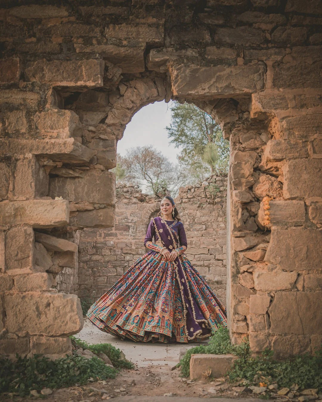 Multi Lehenga - Shehminas Wardrobe in multicolor and purple – detail view