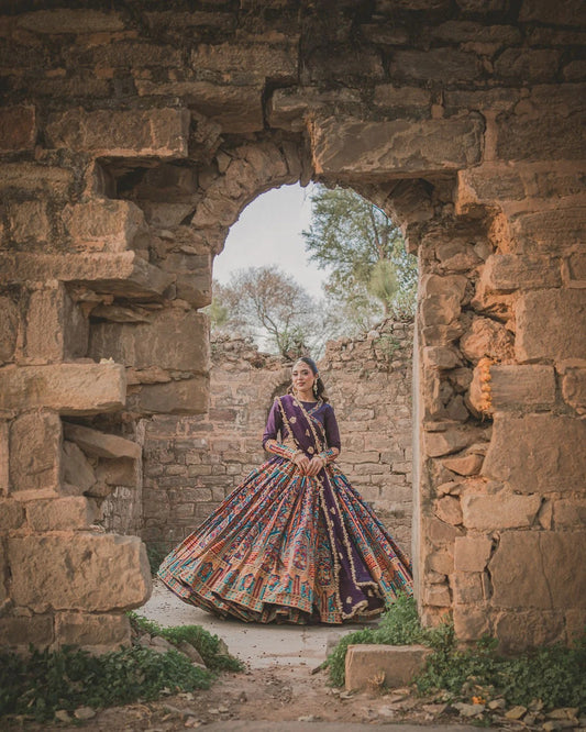 Multi Lehenga - Shehminas Wardrobe in multicolor and purple – detail view