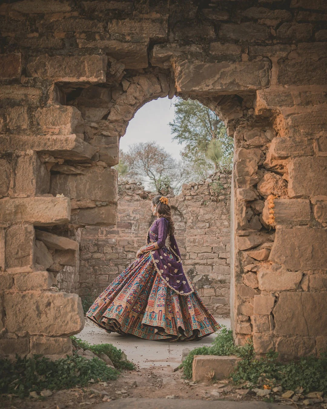 Multi Lehenga - Shehminas Wardrobe in multicolor and purple – alternate view