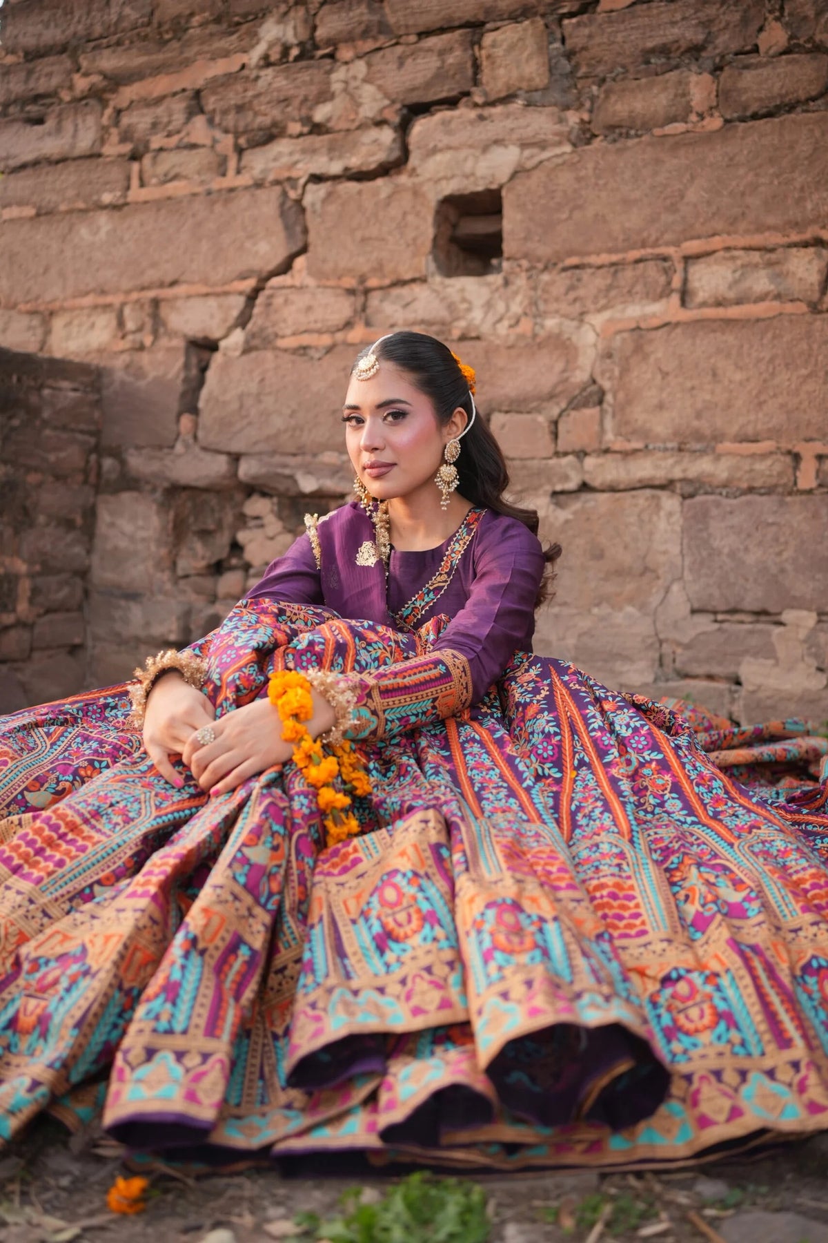Multi Lehenga - Shehminas Wardrobe in multicolor and purple – alternate view