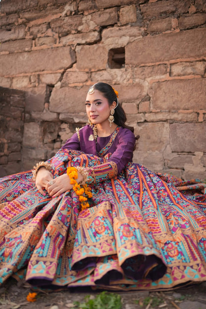 Multi Lehenga - Shehminas Wardrobe in multicolor and purple – alternate view