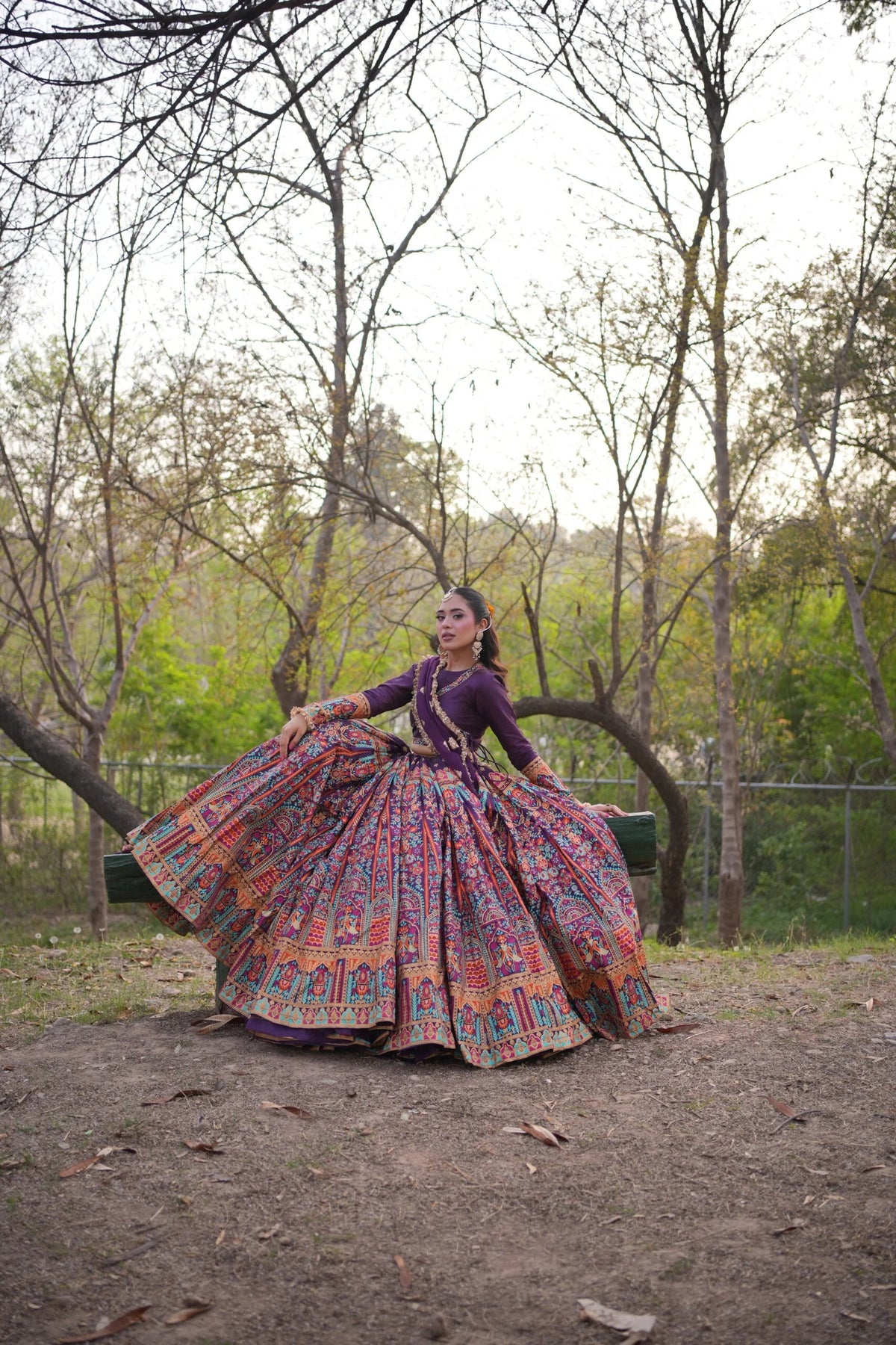 Multi Lehenga - Shehminas Wardrobe in multicolor and purple – alternate view