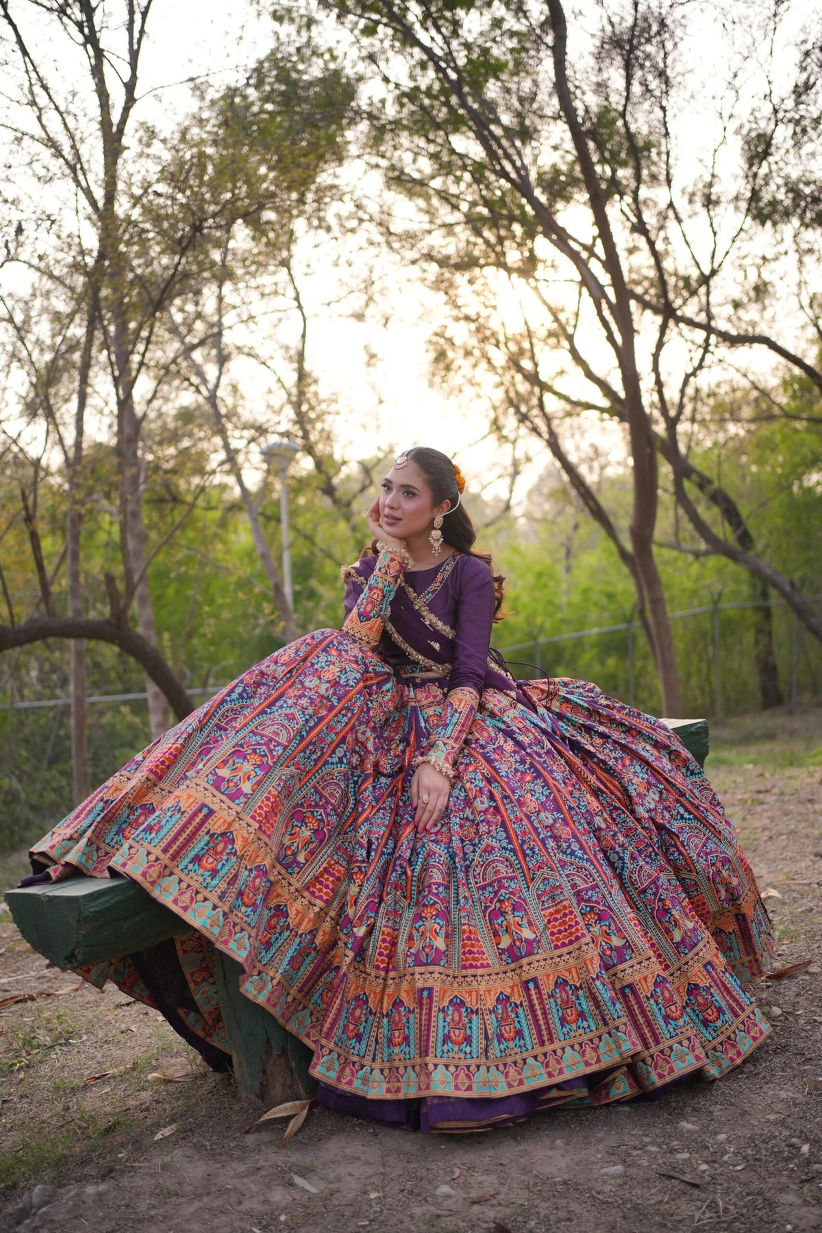 Multi Lehenga - Shehminas Wardrobe in multicolor and purple – alternate view